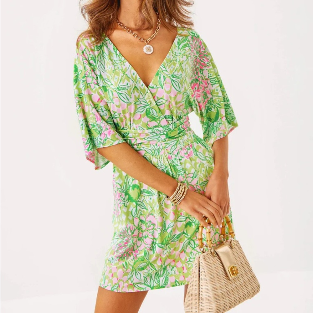 NWT Lilly Pulitzer Parigi Knit Skort Romper Small Fauna Green Lime Feeling Good
